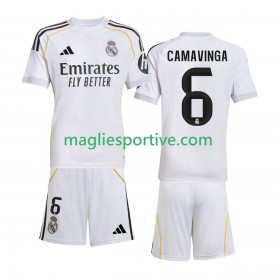 Completo Calcio Real Madrid Camavinga 6 Bambino Divisa Prima 2025-2026